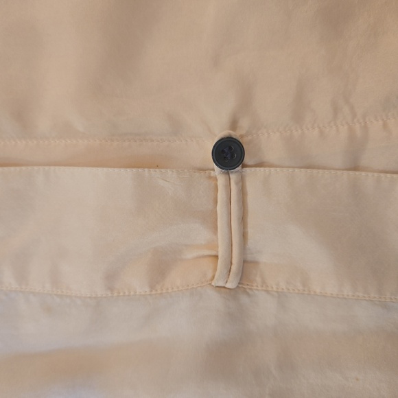 Vintage 100% Silk Short Sleeve Japenese Button Down Shirt Womens Medium Cream - Picture 5 of 9